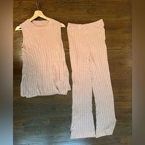 Two piece, linen set, rose